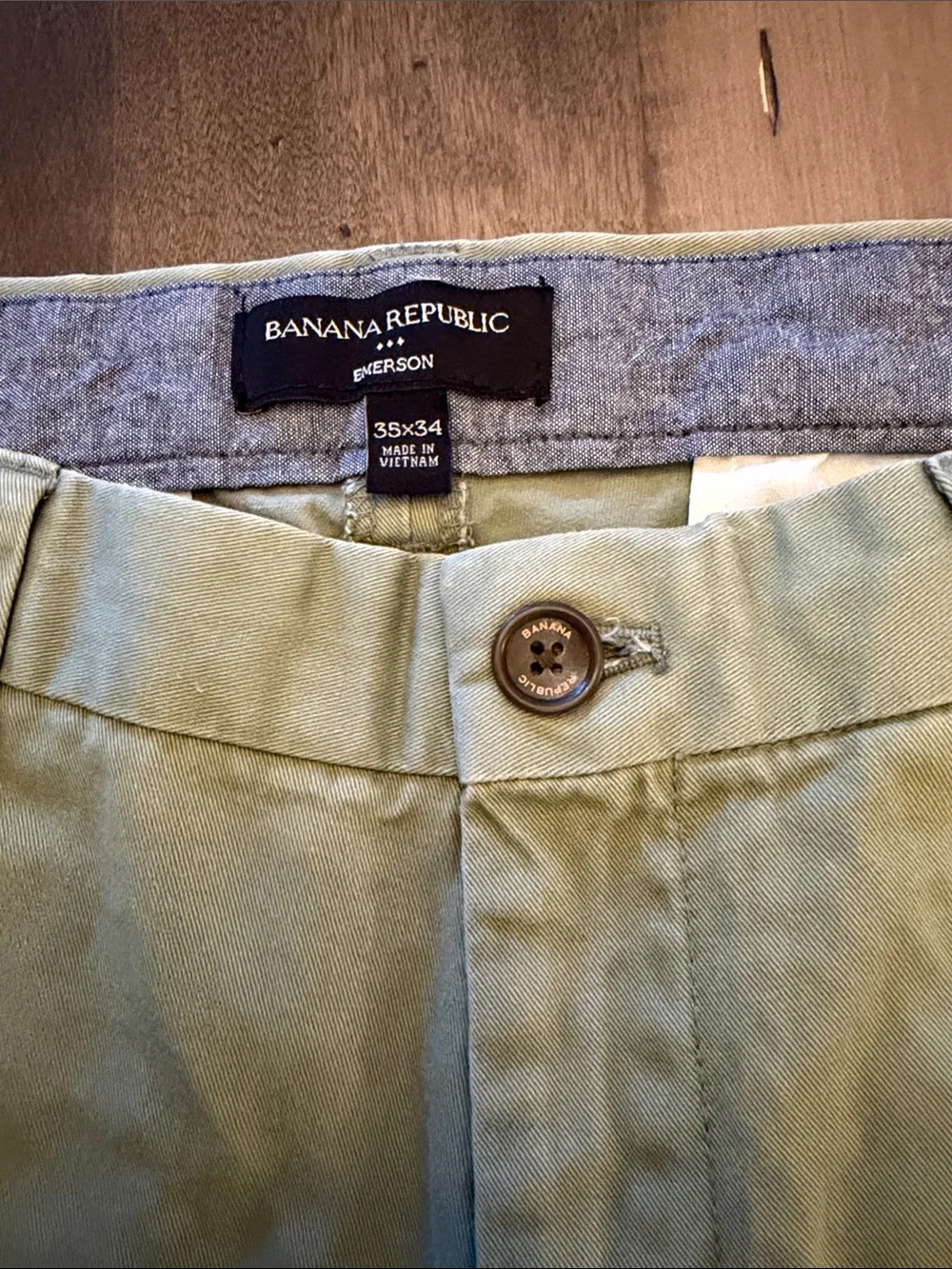 Vintage Banana Republic Emerson Chino Pants Sage 35x34 90s Early 2000s Y2K
